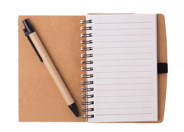 Notebooki Wyizolowanym Białym Tle Długopisem — Zdjęcie stockowe