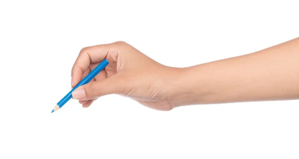 Ręka Gospodarstwa Kolor Ołówki Izolowane Białym Tle — Zdjęcie stockowe
