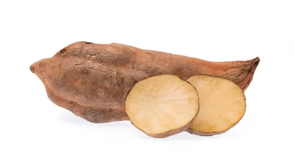 Slice Fresh Yam Potato Isolated White Background — Stock Photo, Image