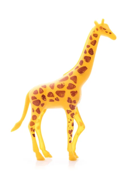 Girafa Feita Plástico Brinquedo Animal Isolado Fundo Branco — Fotografia de Stock