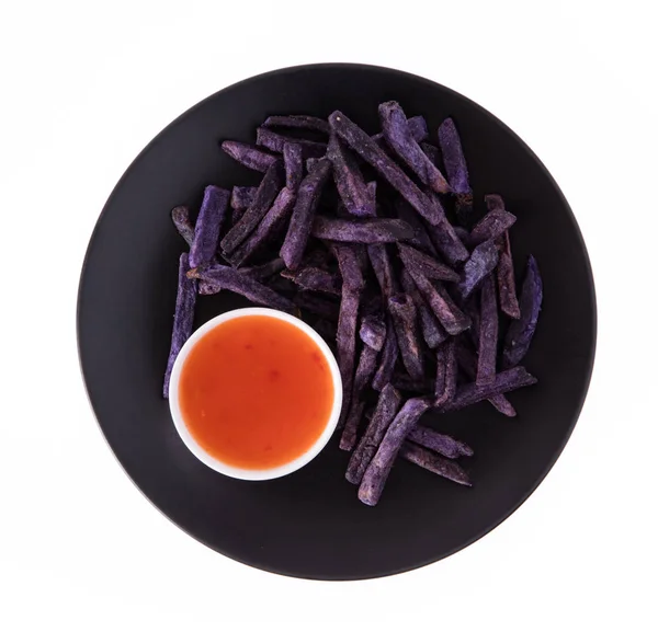 Taro Snacks Med Sås Skålen Isolerad Vit Bakgrund — Stockfoto