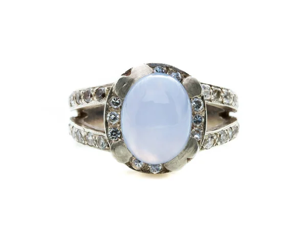 sapphire ring on white background