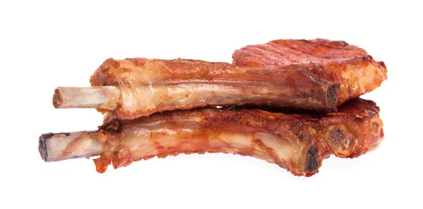 Grilled Pork Ribs Isolated White Background — Stock Photo, Image