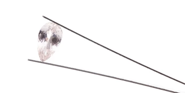 Блискучий Білий Діамант Ізольований Білому Тлі — стокове фото