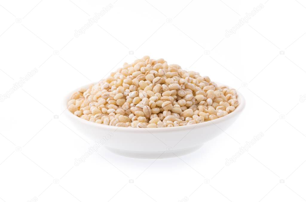 bolw of Barley rice isolated on white background