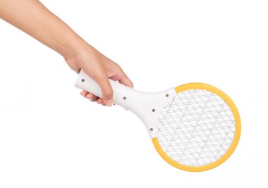 Beyaz arka planda Elektronik Sivrisinekleri öldüren el ele tutuşmalar