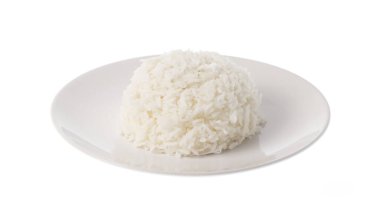 Beyaz arkaplanda izole edilmiş pirinç tabağı