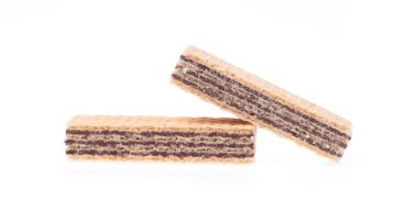 Beyaz arka planda izole çikolatalı waffle