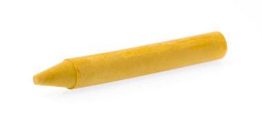 Beyaz arka plan üzerinde izole sarı pastel boya balmumu kalem