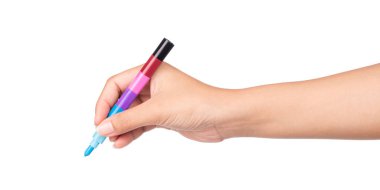 Beyaz arka planda izole edilmiş renkli boya kalemleri.