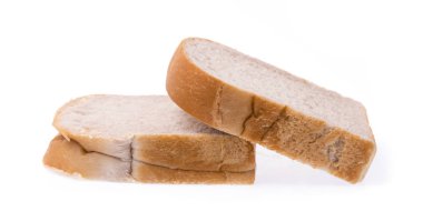  Beyaz arka planda izole edilmiş taze ekmek dilimleri