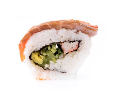 izole üzerinde beyaz arka plan geleneksel taze Japon suşi rulo