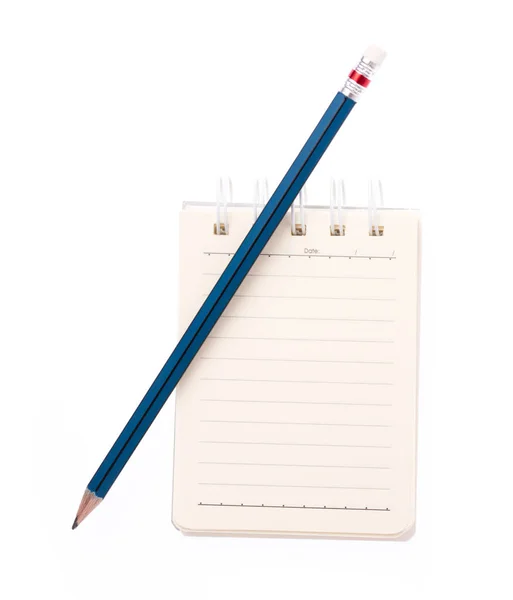 Cadernos Com Lápis Isolado Sobre Fundo Branco — Fotografia de Stock