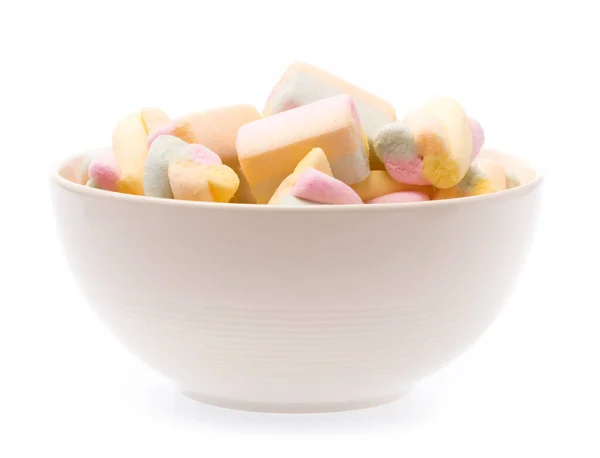 Schüssel Mit Süßem Marshmallow Pastell Isoliert Auf Weißem Hintergrund — Stockfoto