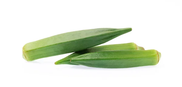 Verse Jonge Okra Geïsoleerd Witte Achtergrond — Stockfoto