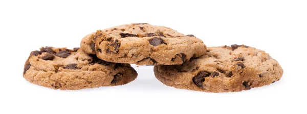 Biscoitos Biscoitos Caseiros Chocolate Isolados Sobre Fundo Branco — Fotografia de Stock