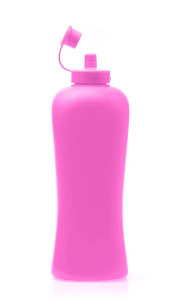 孤立在白色背景上的粉红色塑料瓶 — 图库照片