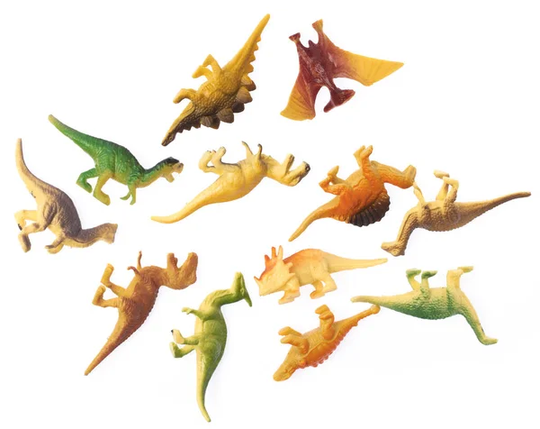 Plastic Dinosaurus Speelgoed Geïsoleerd Witte Achtergrond — Stockfoto