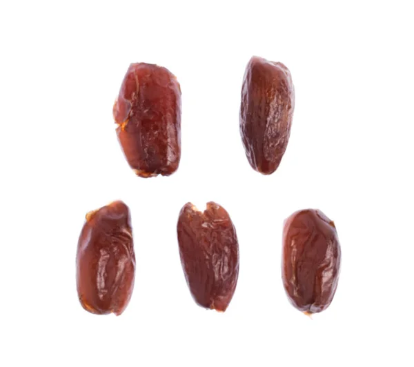 Dates Halawi Séchées Isolées Sur Fond Blanc — Photo