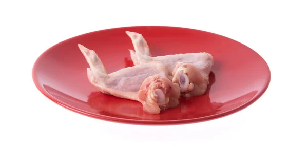 Raw Chicken Wings Meaton Plato Aislado Sobre Fondo Blanco — Foto de Stock