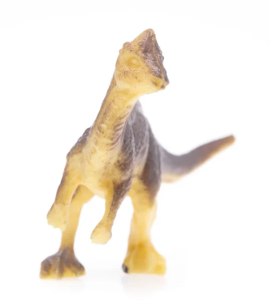 Паразауролоф Сделан Пластика Игрушка Динозавра Белом Фоне — стоковое фото
