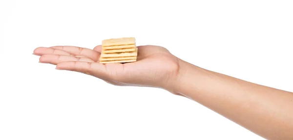 Рука Тримає Печиво Ізольовано Білому Тлі — стокове фото