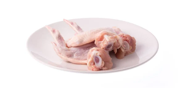 Raw Chicken Wings Meaton Plato Aislado Sobre Fondo Blanco — Foto de Stock