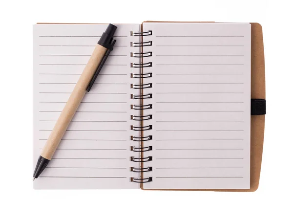 Notebook Fehér Alapon Izolált Tollal — Stock Fotó