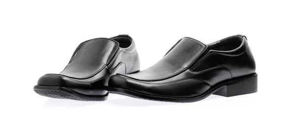 Beyaz Arka Plan Üzerinde Yarı Resmi Erkekler Siyah Deri Ayakkabı — Stok fotoğraf
