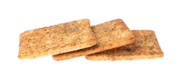 Крекеры Закуски Хлеб Изолированы Белом Фоне — стоковое фото