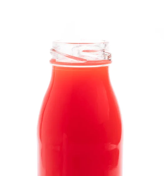 Świeże Butelki Soku Pomidorowego Izolowane Białym Tle — Zdjęcie stockowe