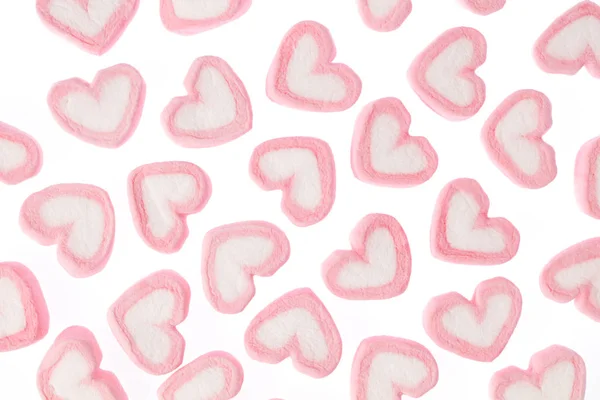 Söt Hjärtform Marshmallow Isolerad Vit Bakgrund — Stockfoto