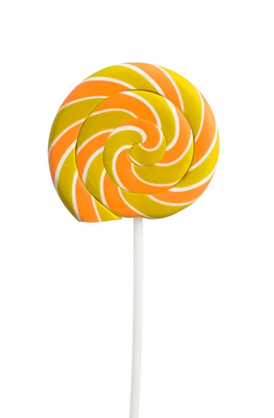 Färgglada Spiral Lollipop Isolerad Vit Bakgrund — Stockfoto