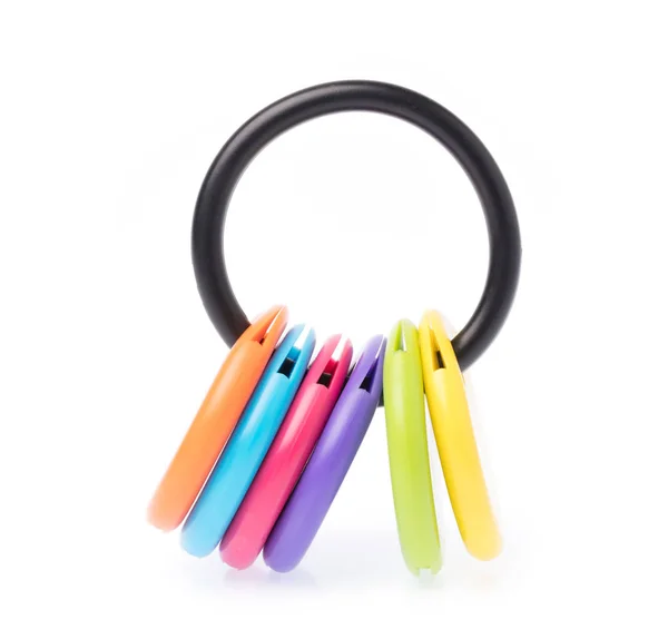 Blanko Multi Color Kunststoff Schlüsselanhänger Mit Schlüsselanhänger Isoliert Auf Weißem — Stockfoto