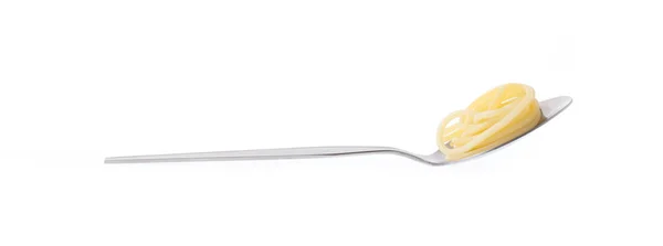 Nudeln Spaghetti Auf Löffel Isoliert Auf Weißem Hintergrund — Stockfoto