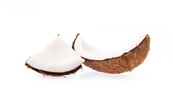 Staré Hnědé Organický Kokosový Kopra Ovoce Kousky Skládané Bílém Pozadí — Stock fotografie