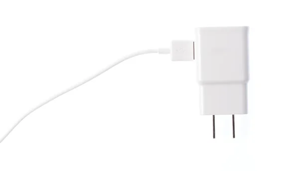 Adapter Töltő Usb Kábel Elkülöníteni Fehér Háttér — Stock Fotó