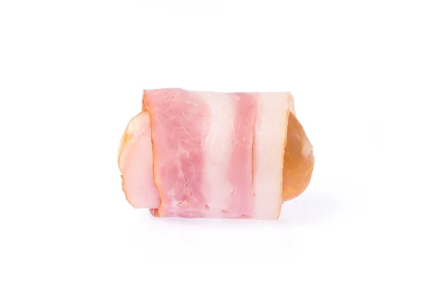 Salsiccia Arrotolata Con Pancetta Isolata Fondo Bianco — Foto Stock