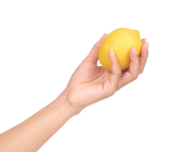 手握新鲜柠檬 白色底色分离 — 图库照片