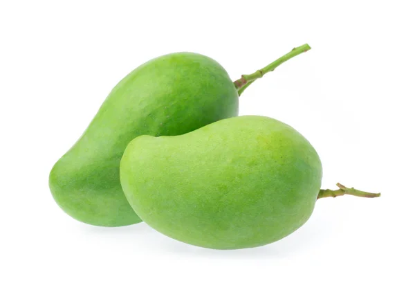 Vers Groen Mangofruit Geïsoleerd Witte Achtergrond — Stockfoto