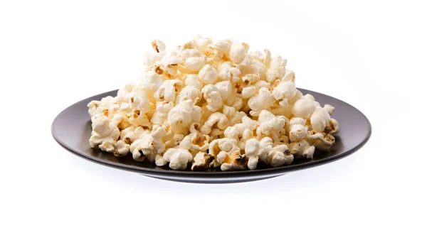 Platta Pop Corn Isolerad Vit Bakgrund — Stockfoto