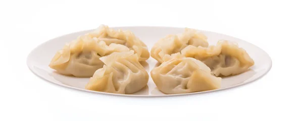 Wontons Schotel Geïsoleerd Witte Achtergrond — Stockfoto