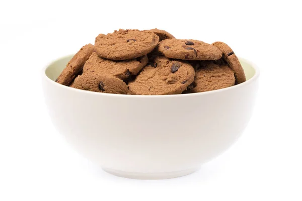 Tál Csokoládé Chip Cookie Izolált Fehér Alapon — Stock Fotó