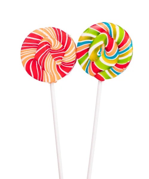 Colorful Spiral Lollipops Isolated White Background — Stock Photo, Image