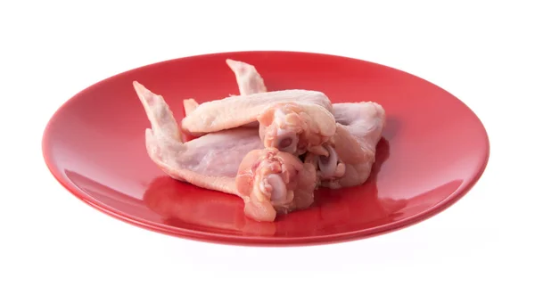 Raw Chicken Wings Meaton Plato Aislado Sobre Fondo Blanco — Foto de Stock