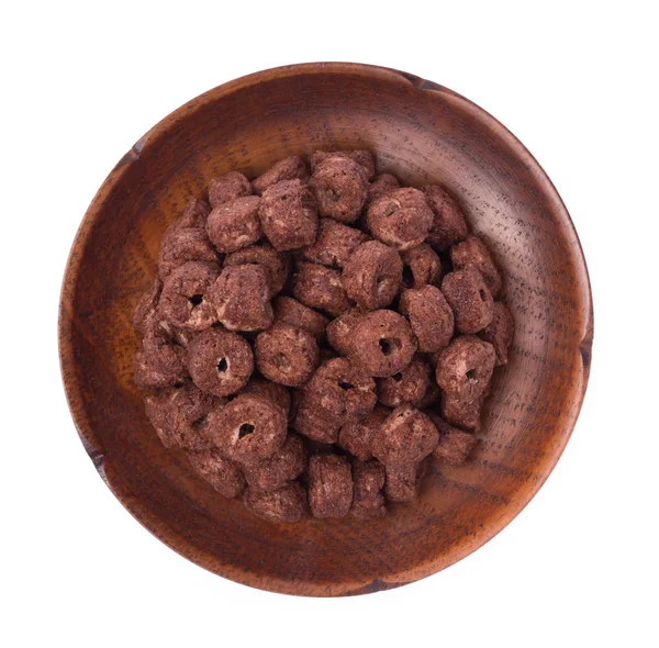 Шоколадные Хлопья Какао Виде Кольца Блюде Изолированы Белом Фоне — стоковое фото