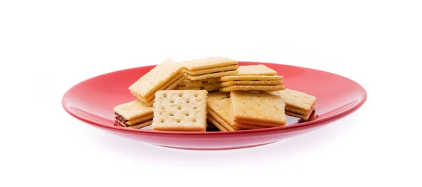 Piatto Biscotti Saporiti Isolato Sfondo Bianco — Foto Stock