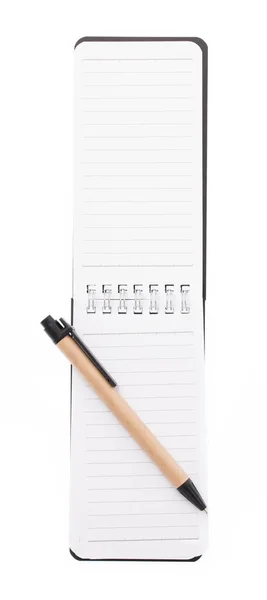 Σημειωματάριο Στυλό Που Απομονώνεται Λευκό Φόντο — Φωτογραφία Αρχείου