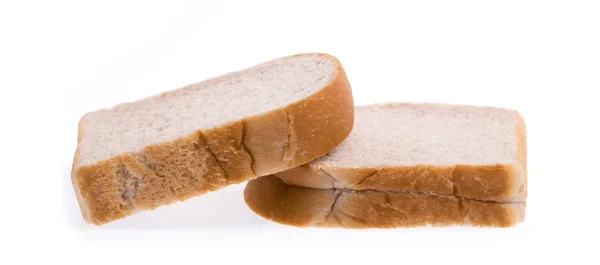 白い背景に隔離された新鮮なパンのスライス — ストック写真