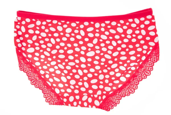 Schöne Weibliche Rote Höschen Isoliert Auf Weißem Hintergrund Sexy Unterwäsche — Stockfoto